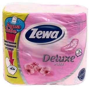 Бумага туалетная Zewa Deluxe Orchid розовая 4 рулона ширина 95 мм 