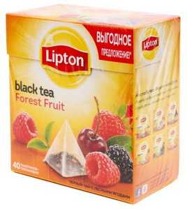 Чай Lipton ароматизированный в пирамидках 68 г Forest Fruit черный чай с кусочками ягод