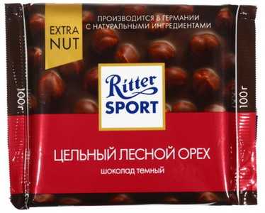 Шоколад Ritter Sport темный шоколад с цельным лесным орехом 100 г