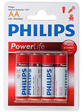 Батарейка Philips LR6-4BL POWERLIFE, тип АА, Philips (Китай)