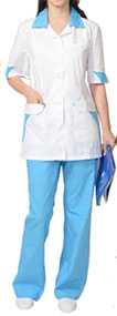 Костюм медицинский женский Марго (блуза, брюки), арт.03008, цвет - белый с голубым