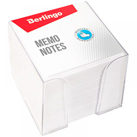 Блок для записи Berlingo Standard, 9*9*9см, пластиковый бокс, белый