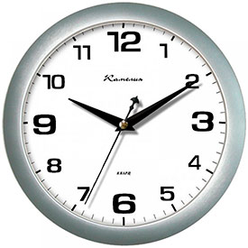 Часы настенные ход плавный, Камелия Серебро, круглые, 29*29*3,5, серебристая рамка