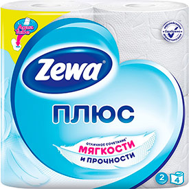 Туалетная бумага ZewaПлюс белая, 1*4рул